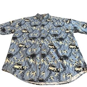 Puritan Men’s‎ Blue Hawaiian Surf Print Button-Down Shirt  XL 100% Cotton